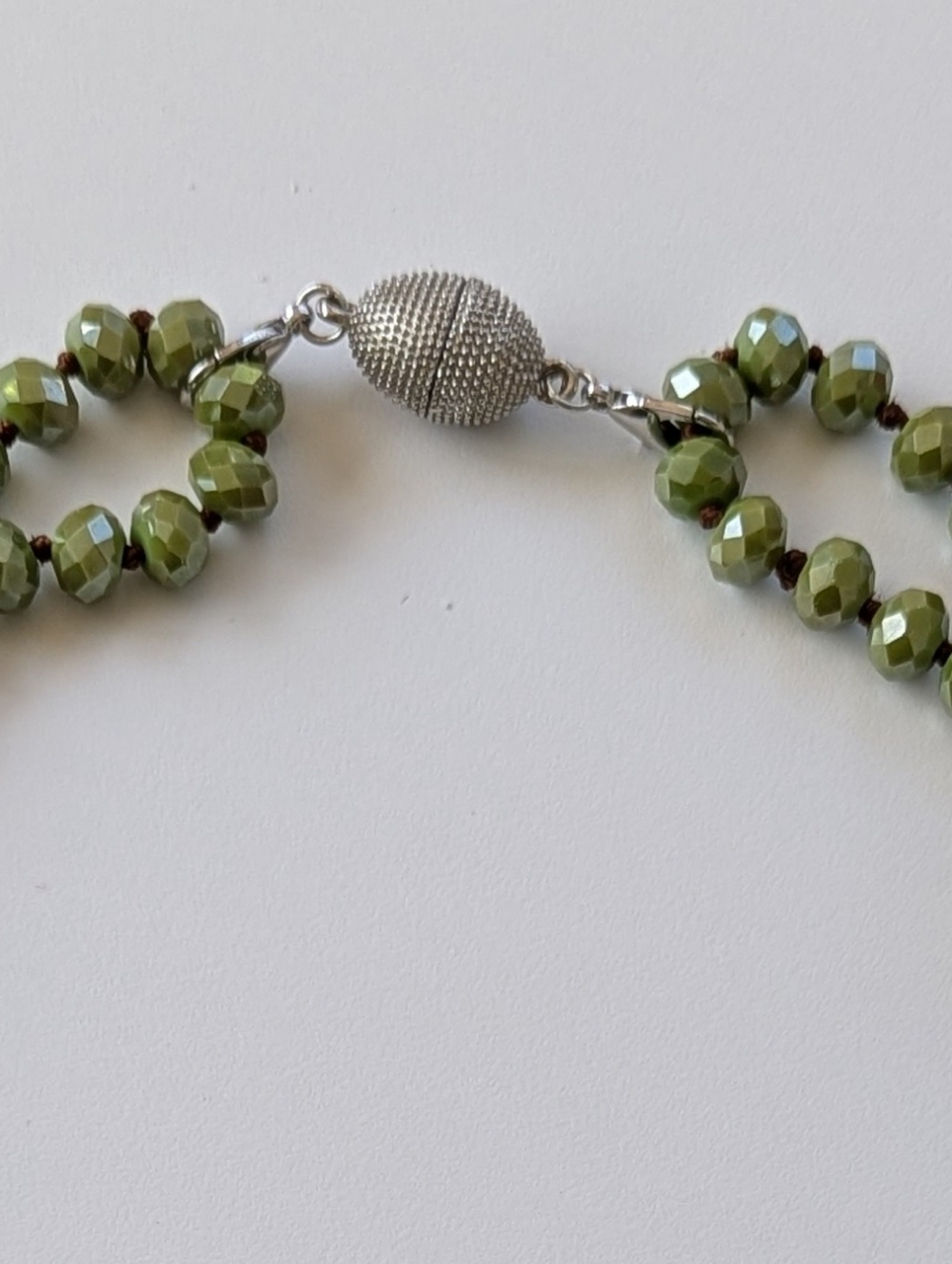 Katia Designs Green Olivine Crystal Necklace Yellow, Aqua, Red Accent Beads - Picture 5 of 5
